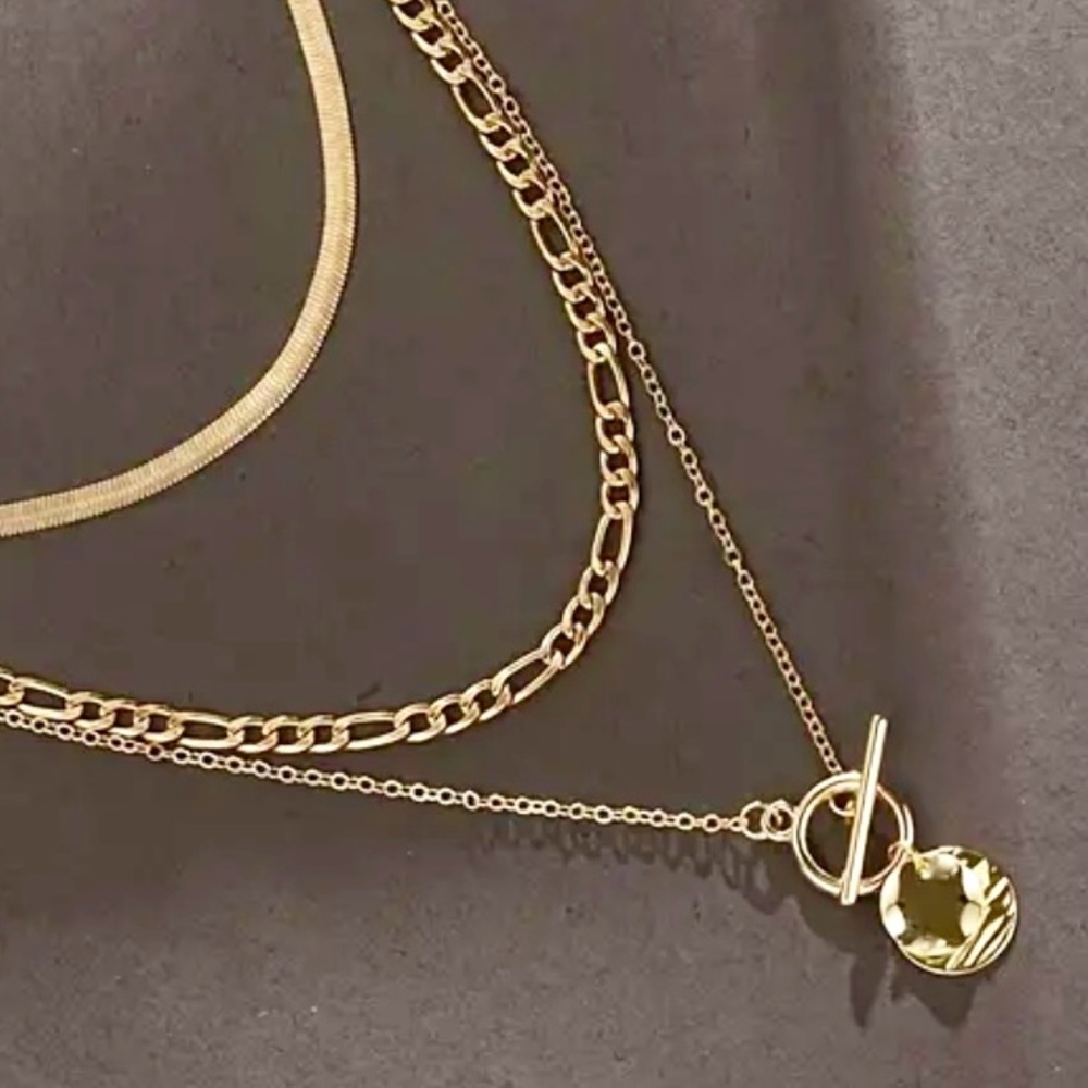 3 Piece Layered Gold Necklace Set